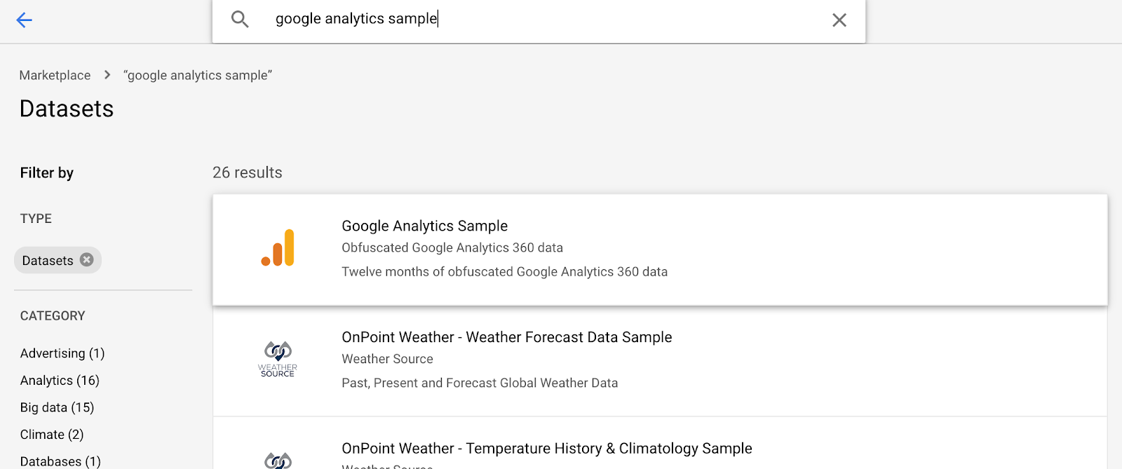 Google analytics sample dataset